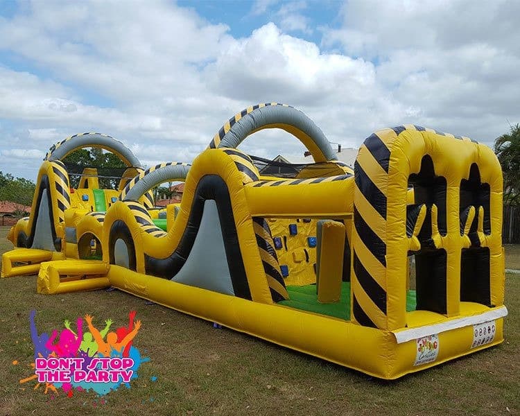 15m obstacle course set up at a Brisbane school fete